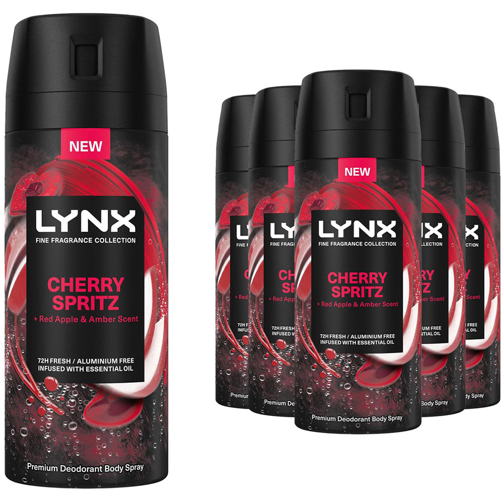 Lynx Men Cherry Spritz 72HR Freshness Deodorant Body Spray 150ml 6 Pack Image 1
