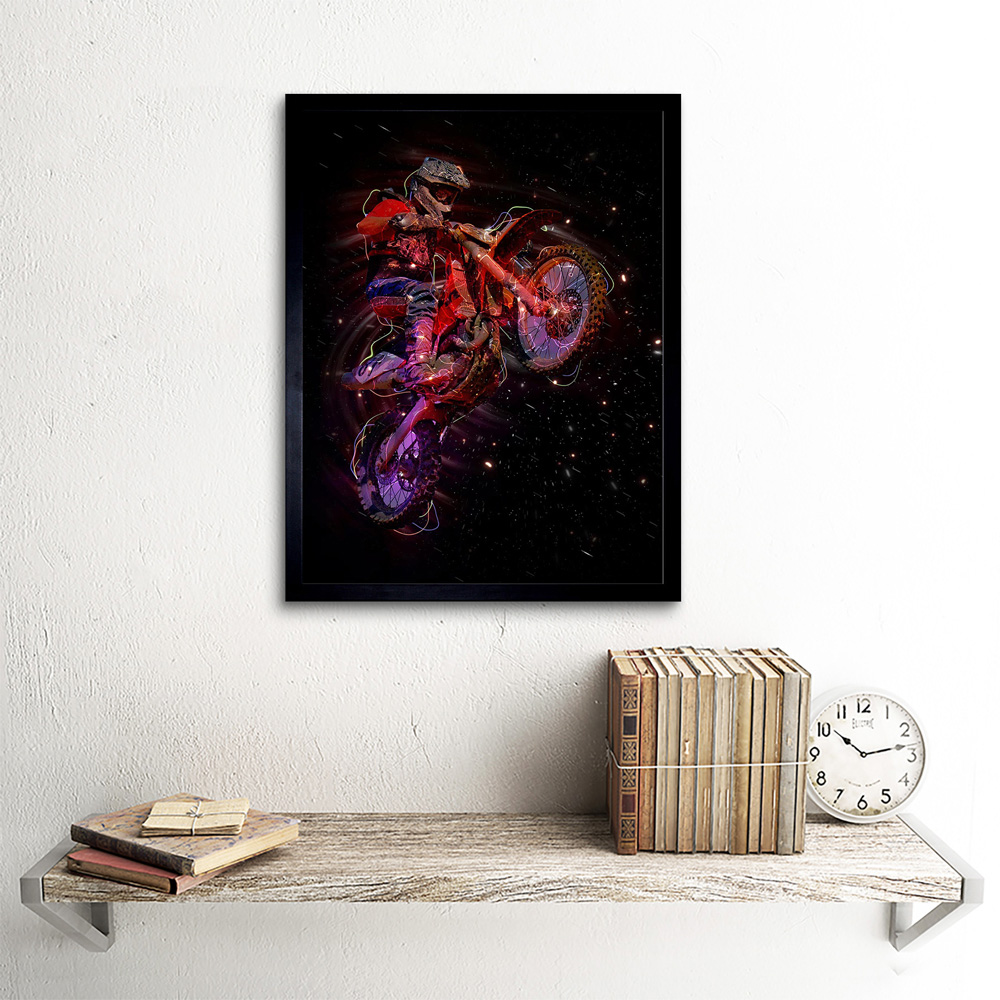Wee Blue Coo Electric Light Motocross Bike Framed Wall Art Print 30 x 41cm Image 2
