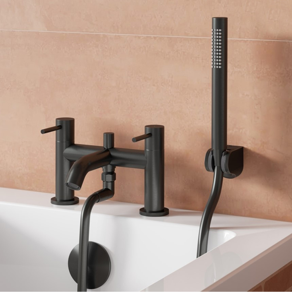 Nes Home Alice Matte Black Bath Shower Mixer Tap with Handheld Kit Image 2