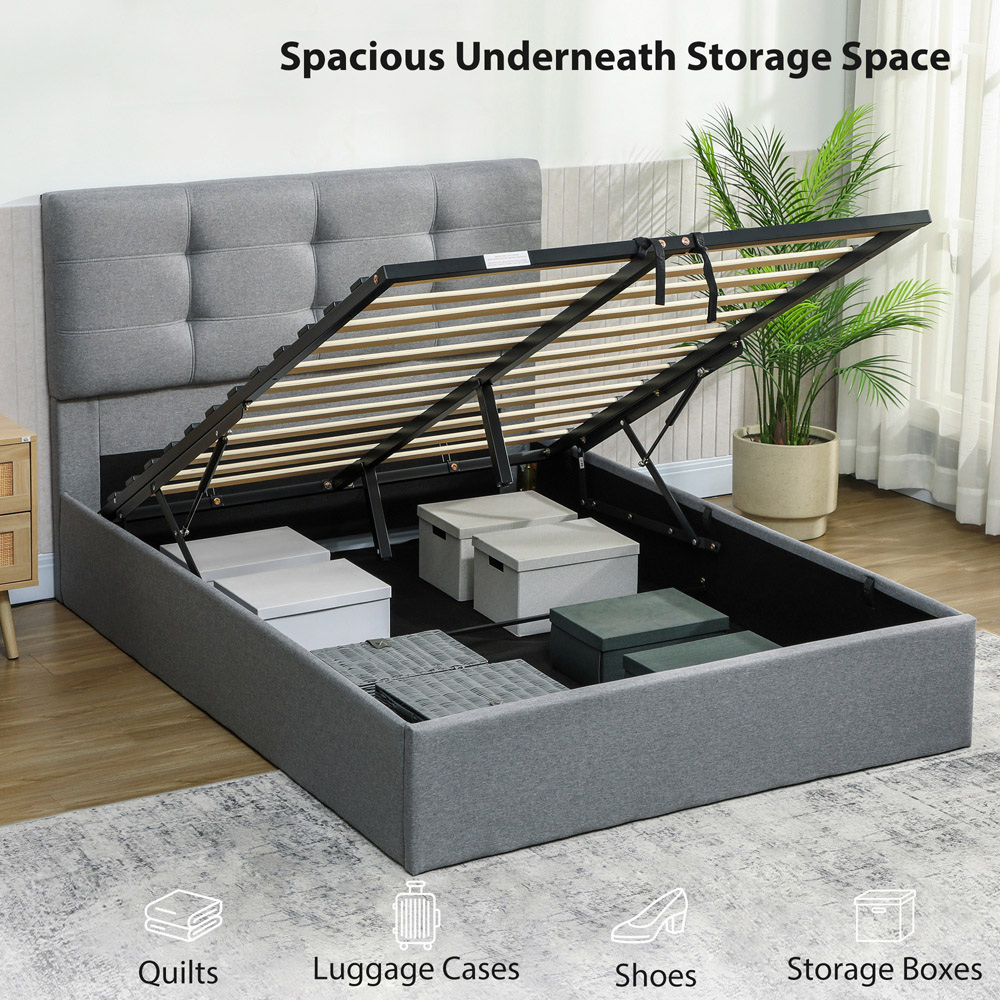 Portland Double Grey Upholstered Ottoman Bed Frame Image 4