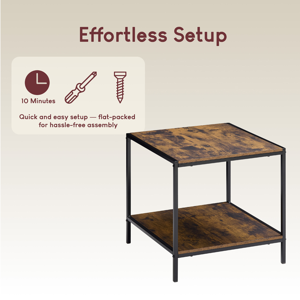 VIDA DESIGNS Brooklyn Dark Wood Metal Frame End Table Image 8