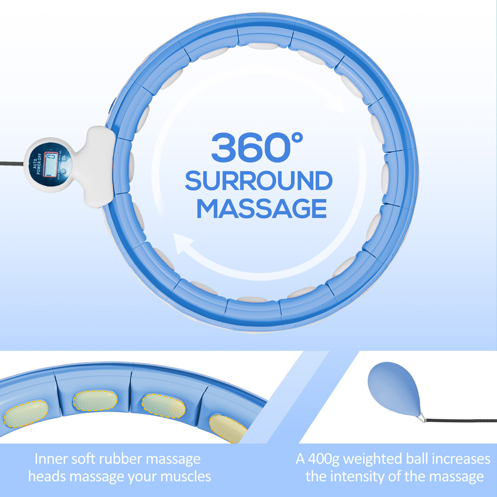 SPORTNOW Light Blue Smart Weighted Hula Hoop with 16 Detachable Knots Image 8