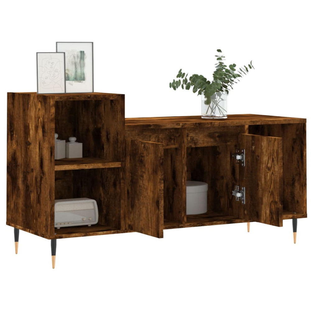vidaXL 2 Door 3 Shelf Smoked Oak TV Cabinet Image 4