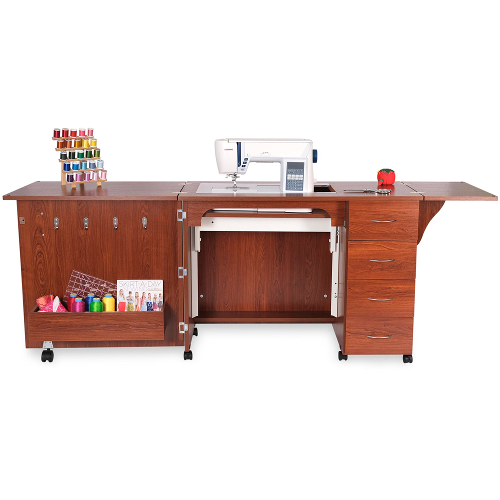 Arrow Cabinets Harriet 305 4 Drawer Teak Fold-Away Sewing Cabinet Image 2