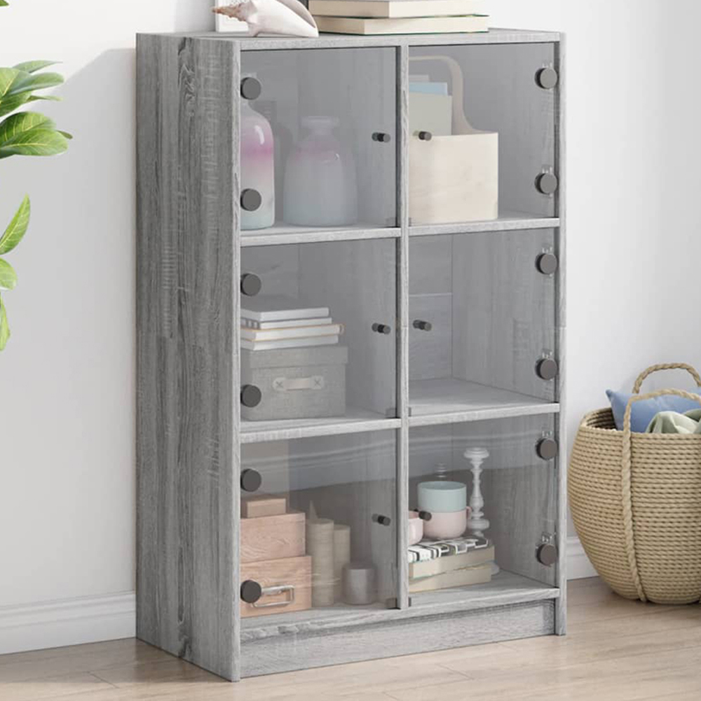 vidaXL 6 Glass Door Grey Sonoma Highboard Image 1