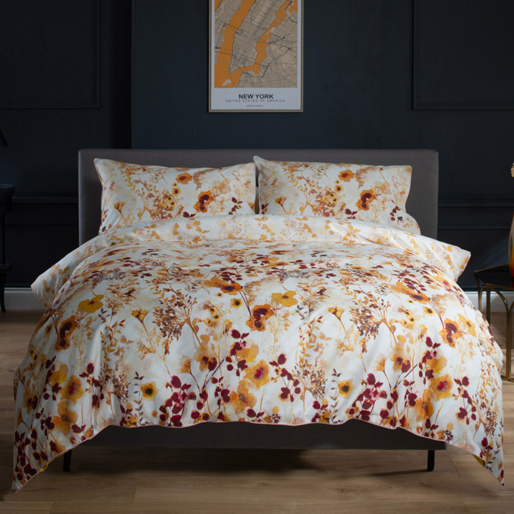 The Lyndon Company Double Spice Watercolour Floral 180 Thread Count Duvet Set Image 1