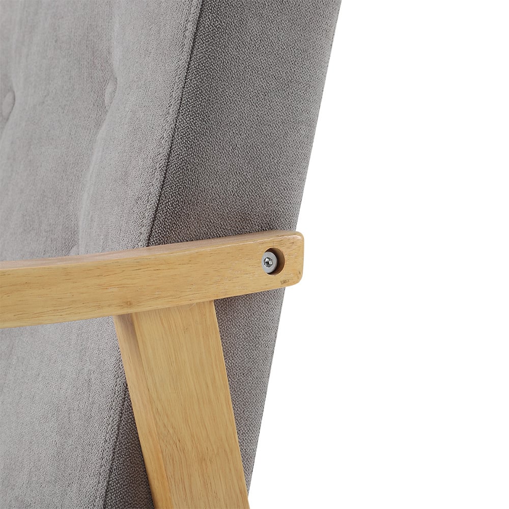 Living and Home Grey Tufted Wooden Armchair Image 6