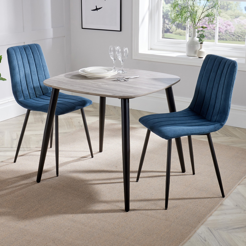 Core Products Aspen 2 Seater Square Dining Set Grey Oak and Blue Image 1
