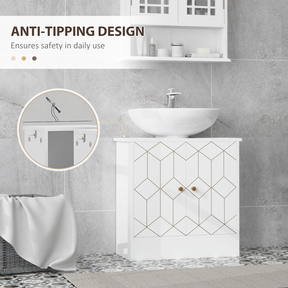 HOMCOM White Bathroom Under Sink Cabinet Image 7