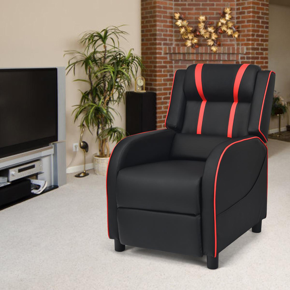 Costway Red Adjustable Gaming Chair with Headrest Image 4