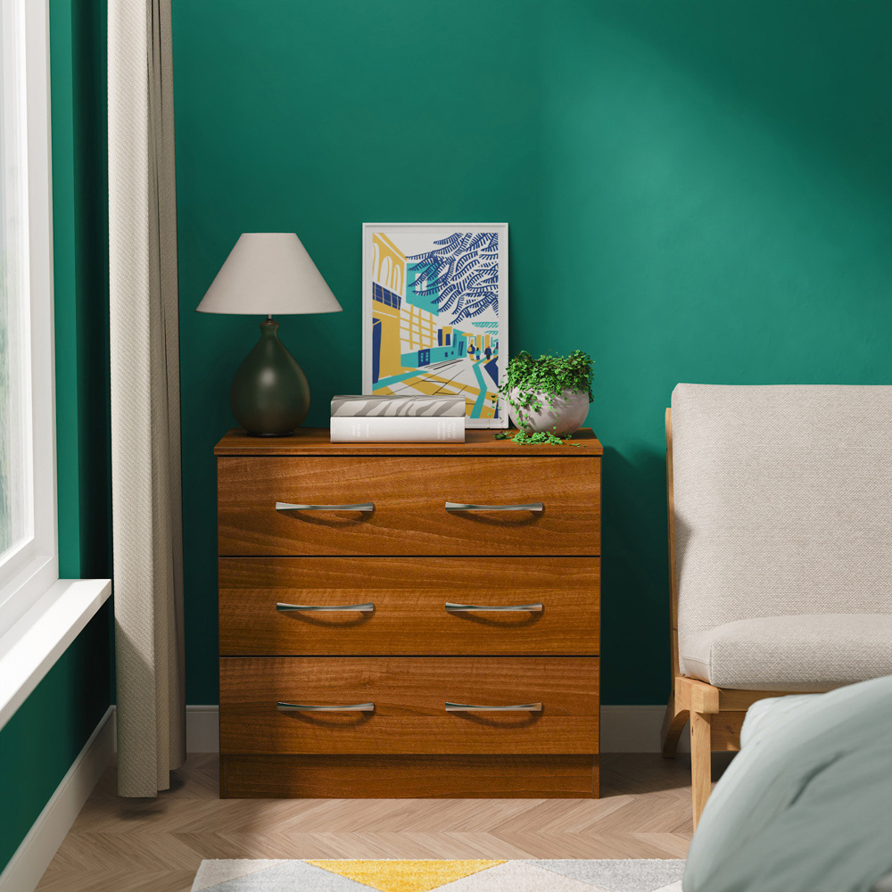 Crowndale Avon 3 Drawer Noche Walnut Chest of Drawers Image 7
