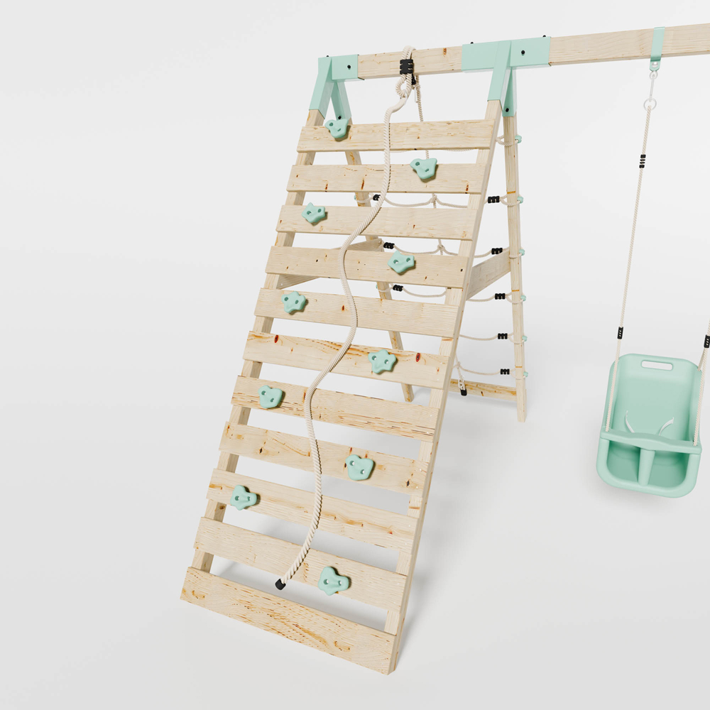 Mercia Mountain Climbing Frame Play Tower with Slide Swing Baby Seat Swing and Climbing Frame Wall Image 6