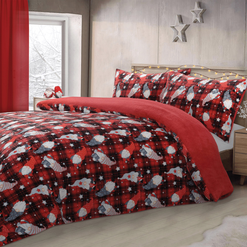 Velosso Single Gonks Check Flannel Duvet Set Image 1