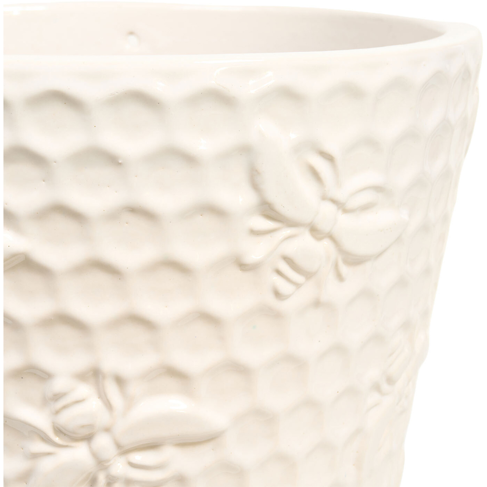 Stacking Bee Plant Pot White Image 3