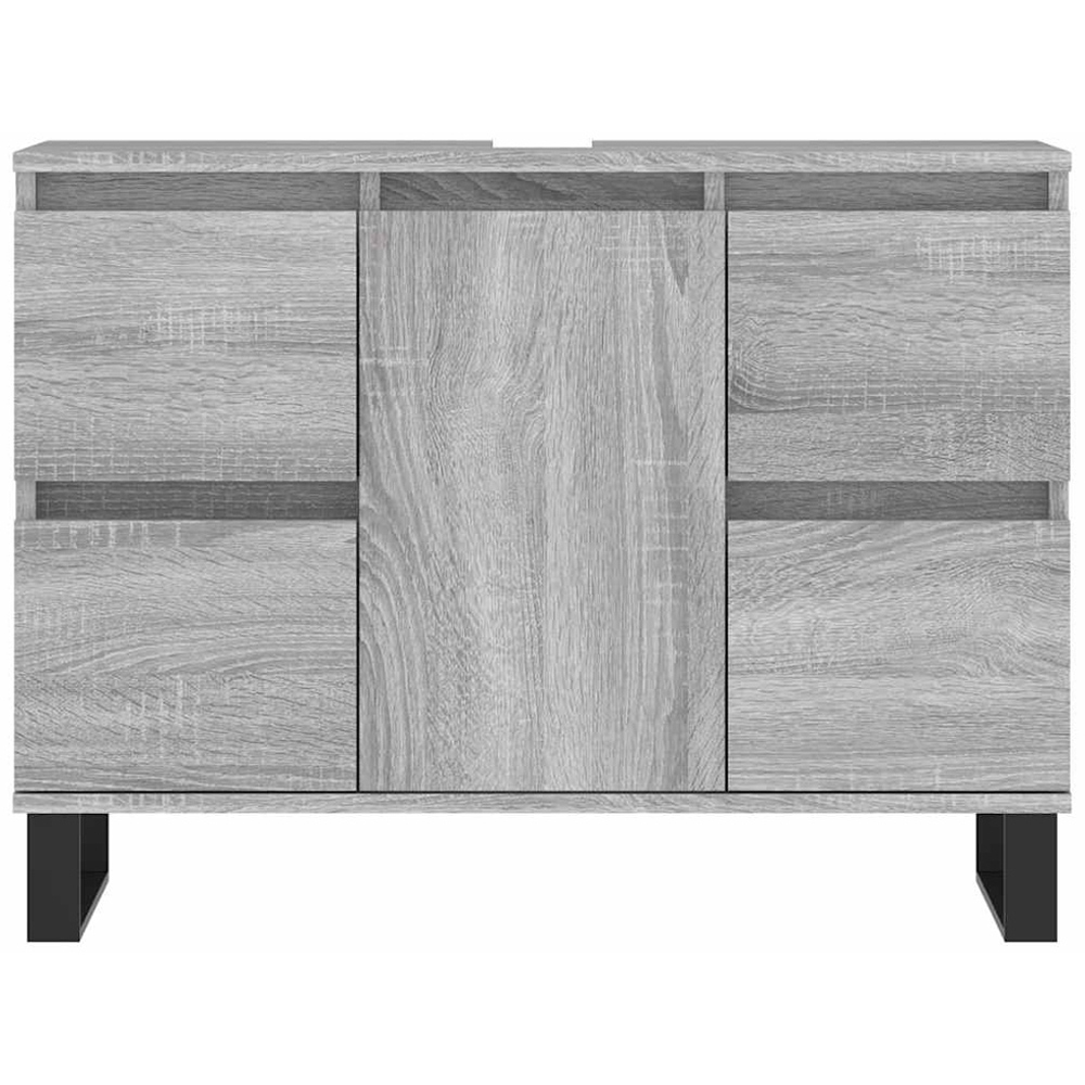 vidaXL Single Door 4 Drawer Grey Sonoma Bathroom Cabinet Image 5