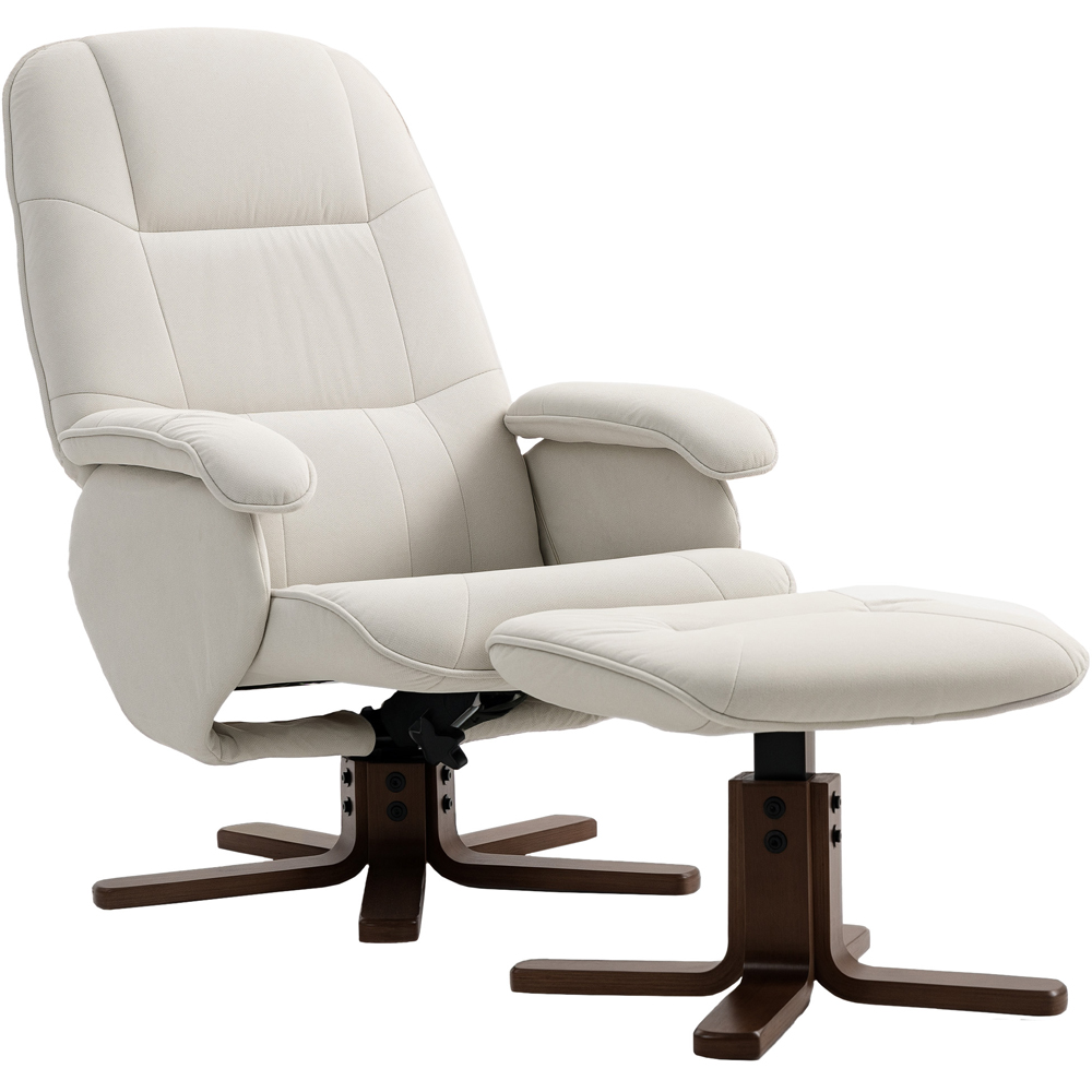 HOMCOM Beige Swivel Recliner Chair with Footstool Image 2