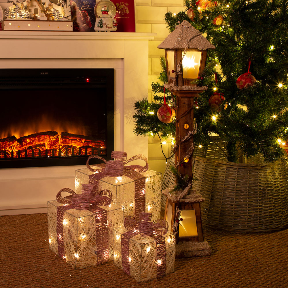 The Christmas Workshop LED Snow Tipped Wood Lamp Post 85cm Image 7