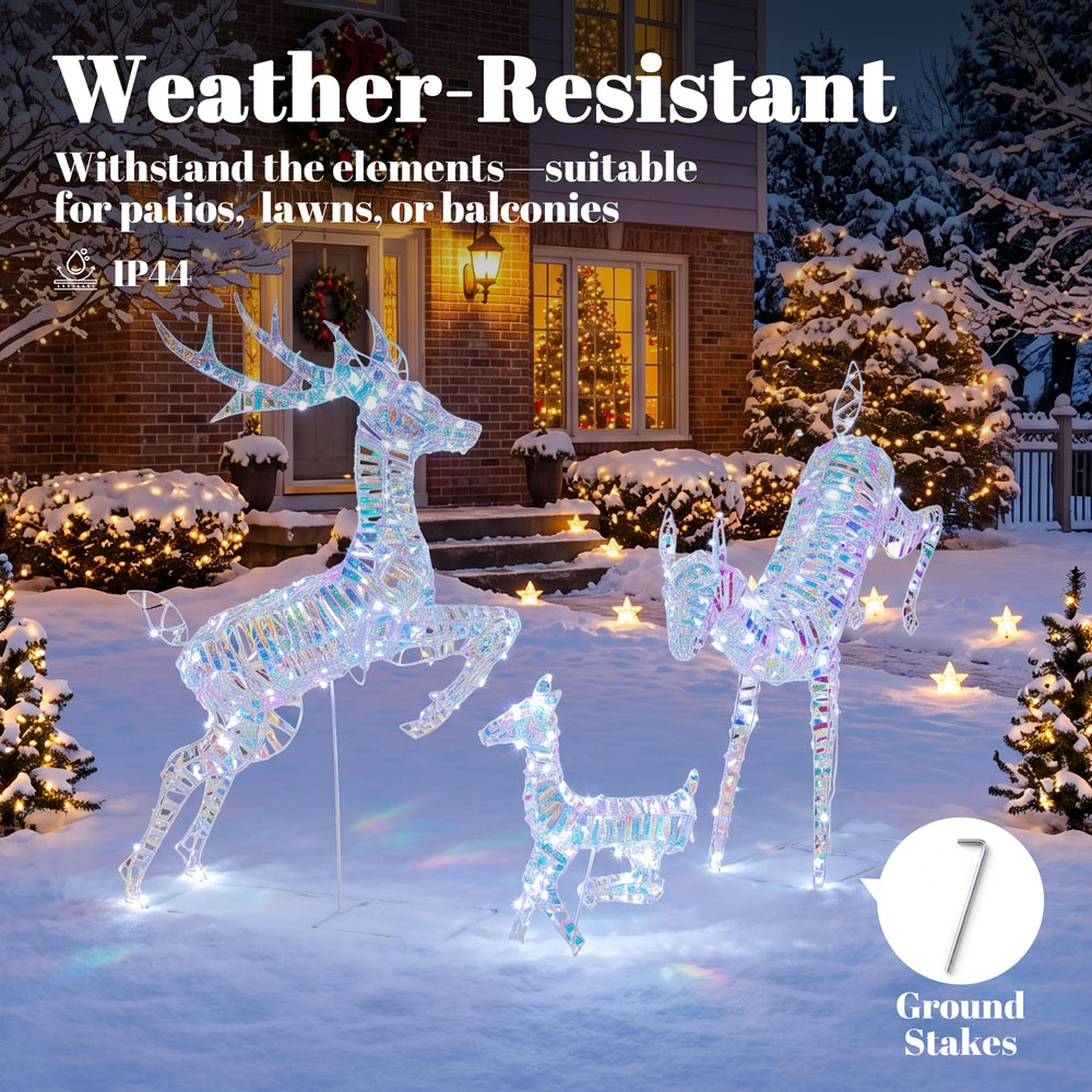 Outsunny 200 Cool White LED 3-Piece Reindeer Family Set Outdoor Christmas Decoration Image 7