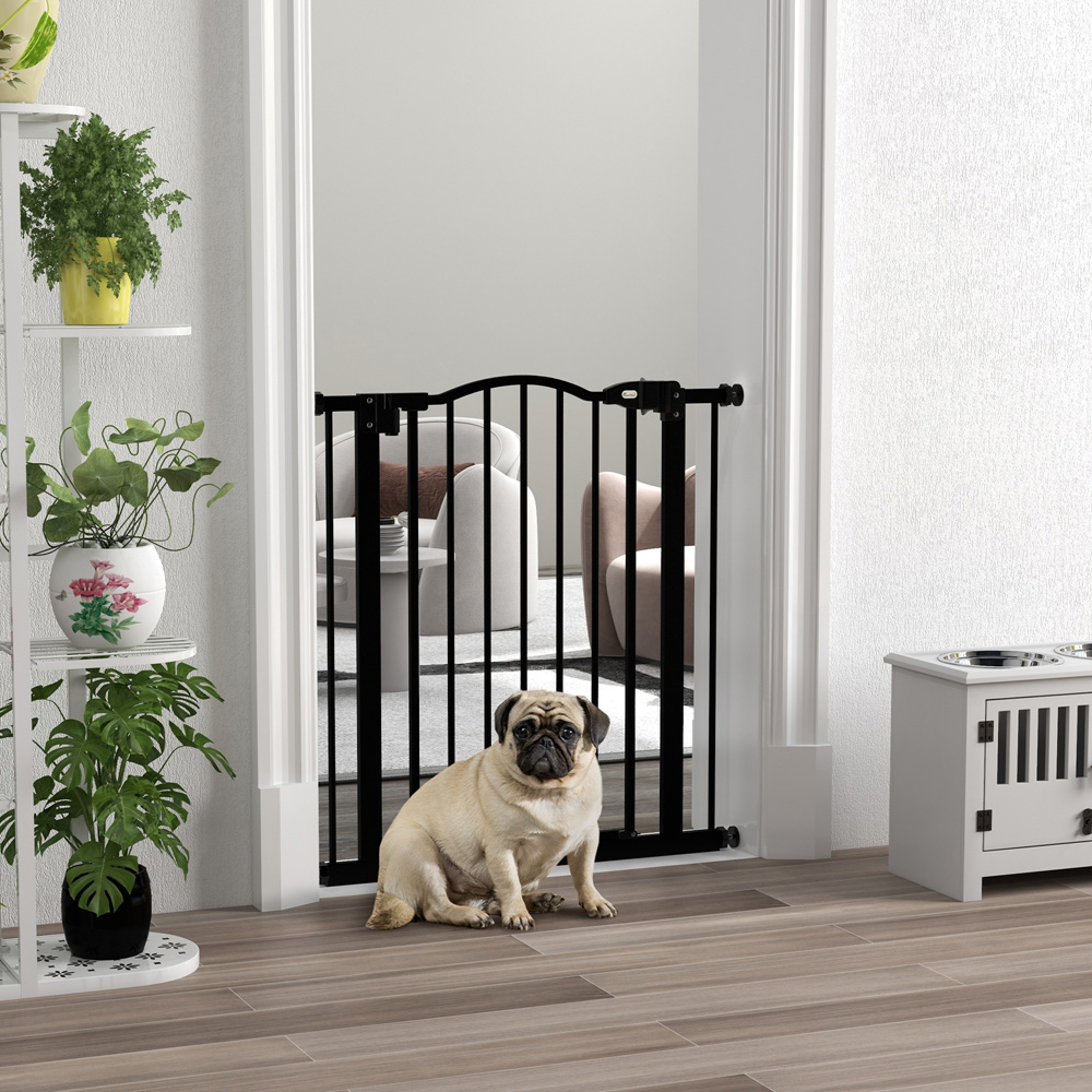 PawHut Black 74-80cm Adjustable Metal Pet Safety Gate Image 2