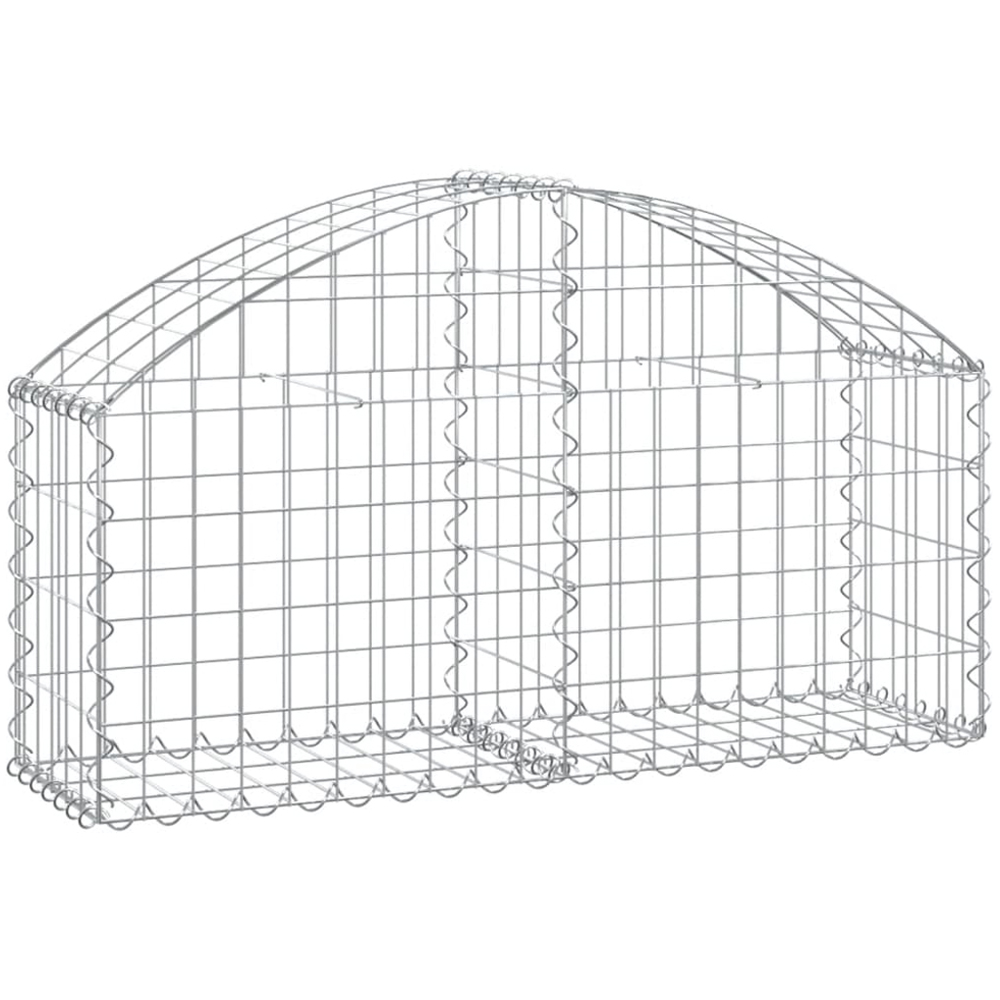 vidaXL Silver Galvanised Iron Arched Gabion Basket 40/60 x 30 x 100cm Image 1