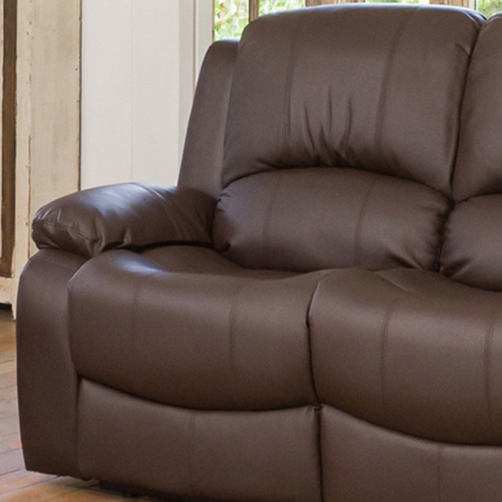 Glendale 3 Seater Brown Bonded Leather Manual Recliner Sofa Image 2