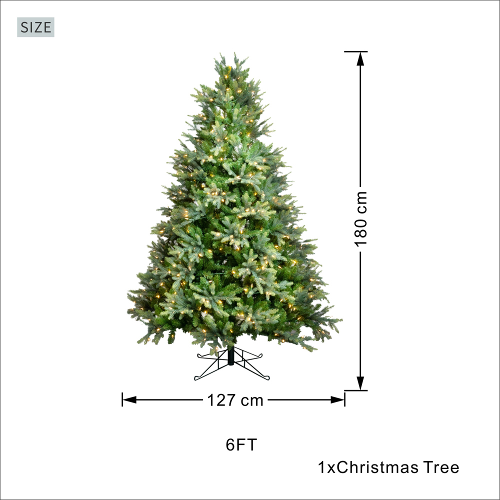 Abrihome 400 Warm White LED Pre-Lit Grand Fir Artificial Christmas Tree with 1253 Mixed Tips 6ft Image 9