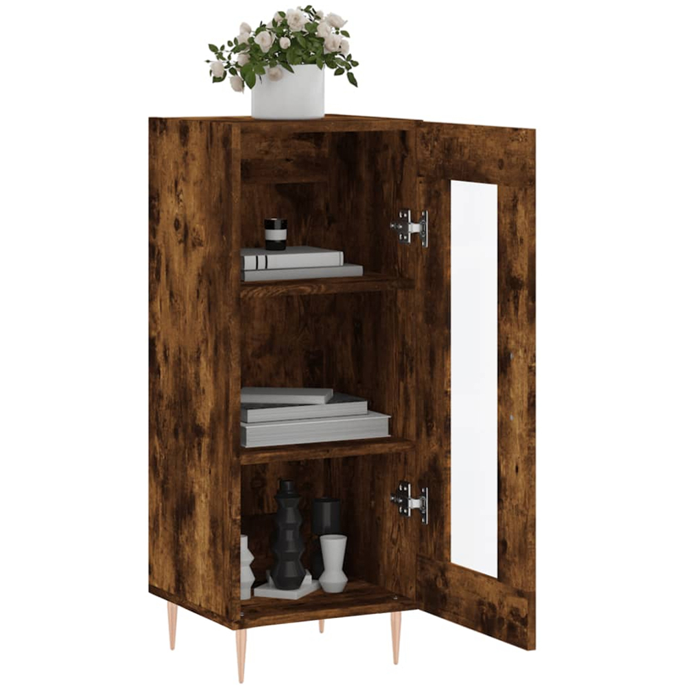vidaXL Single Glass Door 3 Shelf Smoked Oak Sideboard Image 4