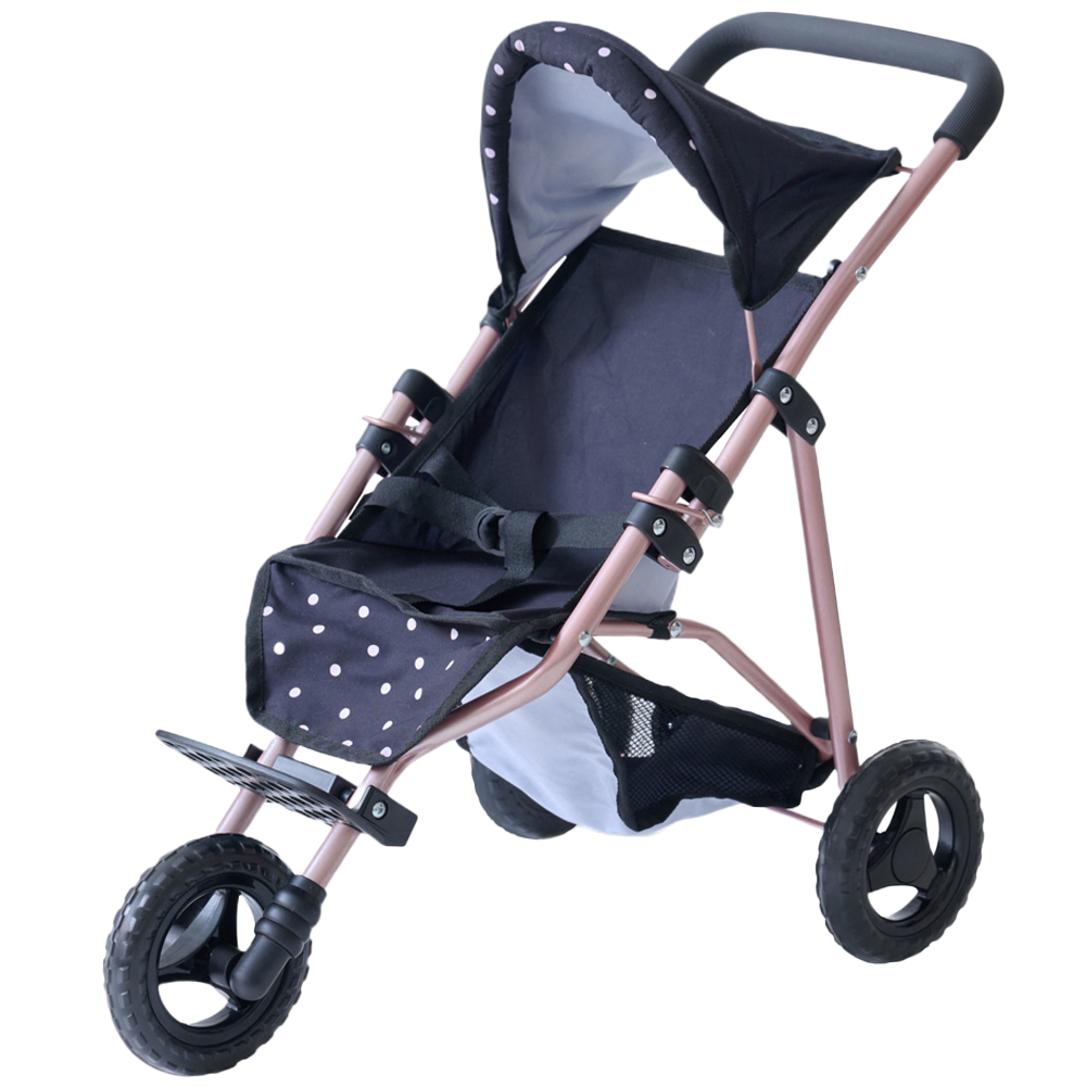 Teamson Kids Olivia's Little World Black Pin Up Doll Jogging Stroller Image 1