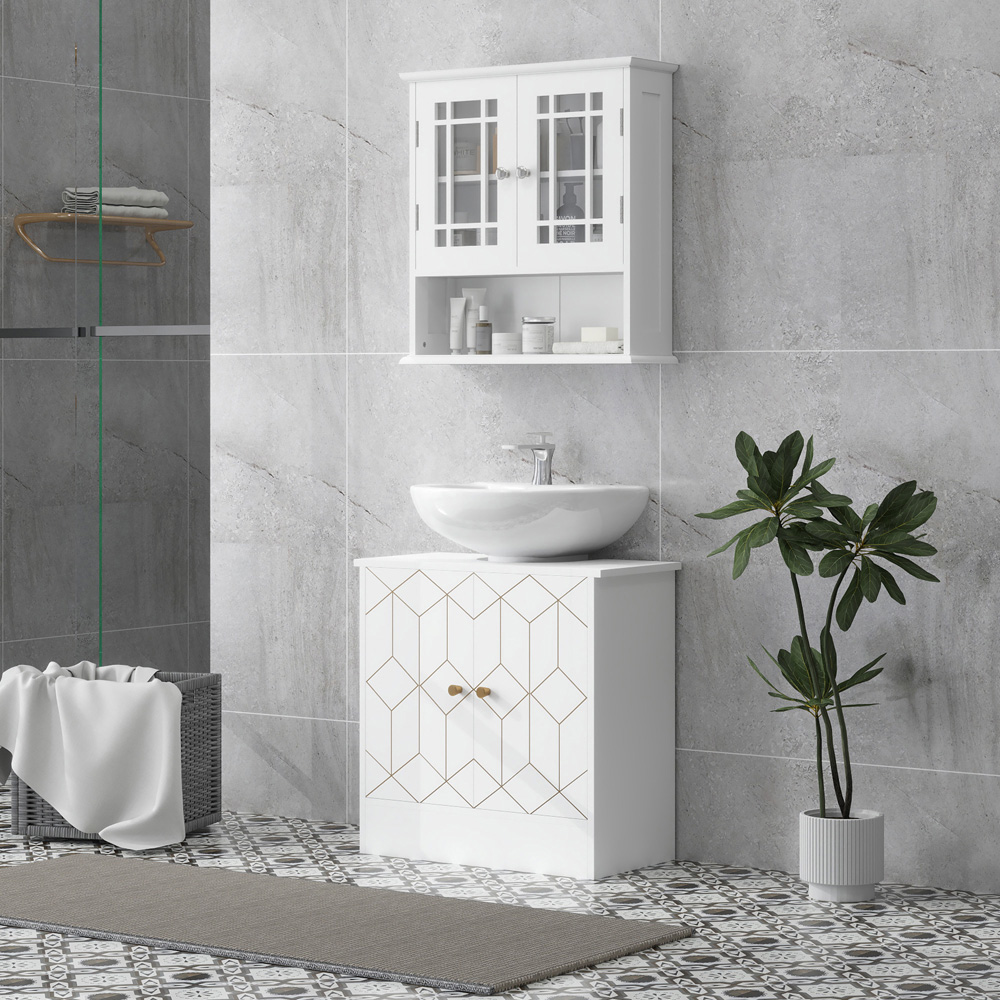 HOMCOM White Bathroom Under Sink Cabinet Image 3