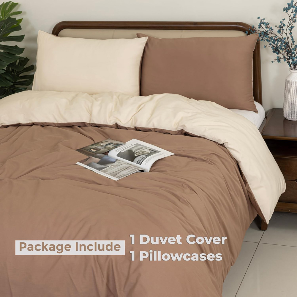 MHG Living King Size Brown Reversible Duvet Set Image 3