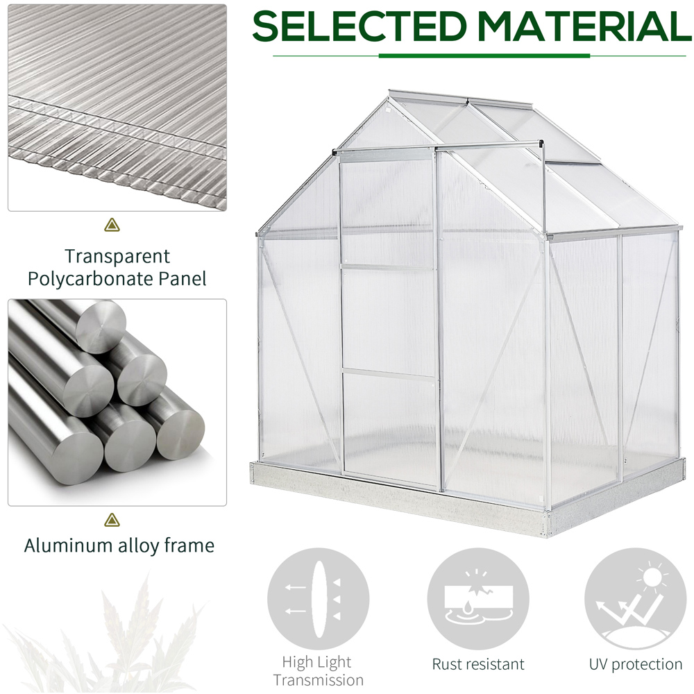 Outsunny White Polycarbonate 6 x 4ft Walk In Greenhouse Image 5