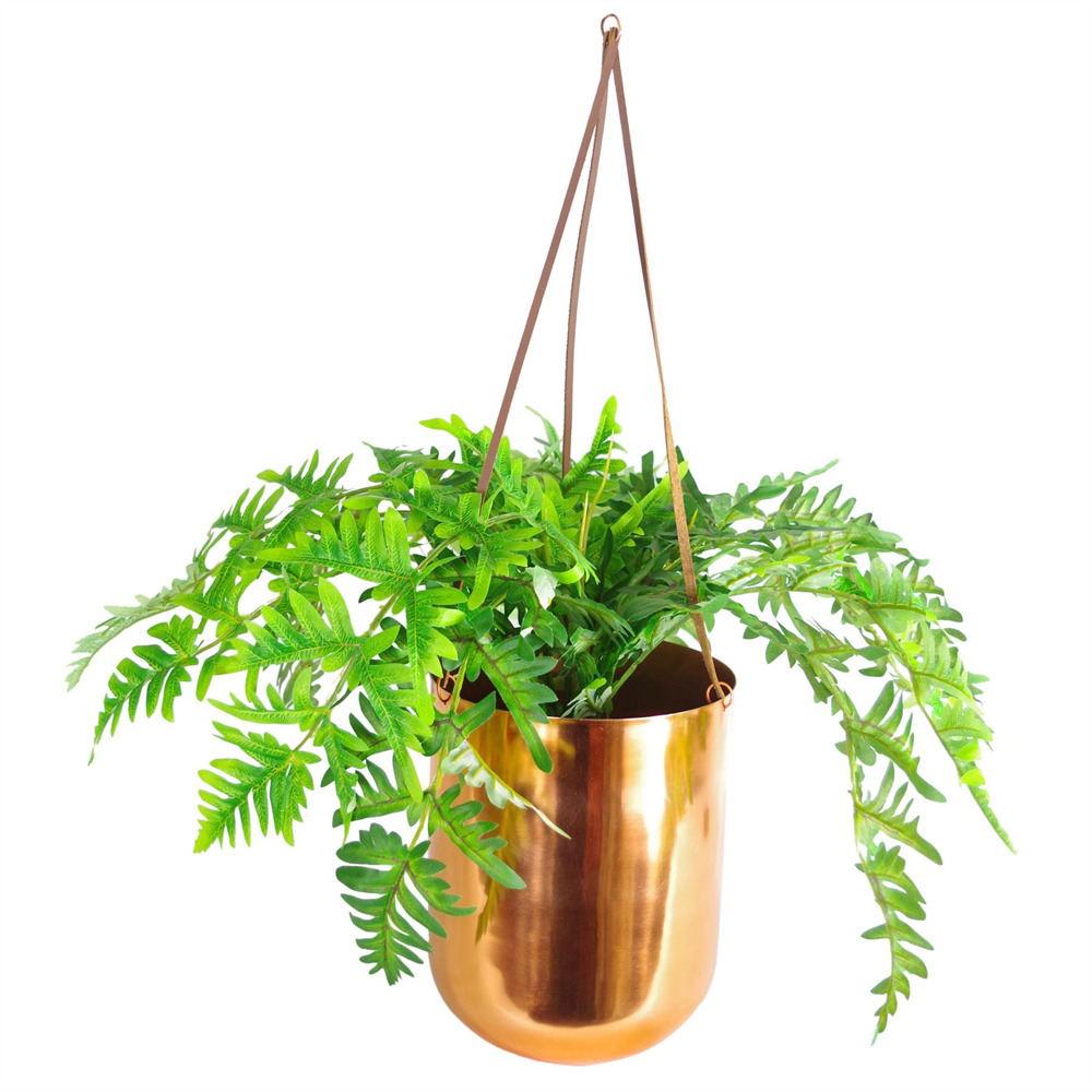 Leaf Copper Hanging Planter 18 x 22cm Image 2