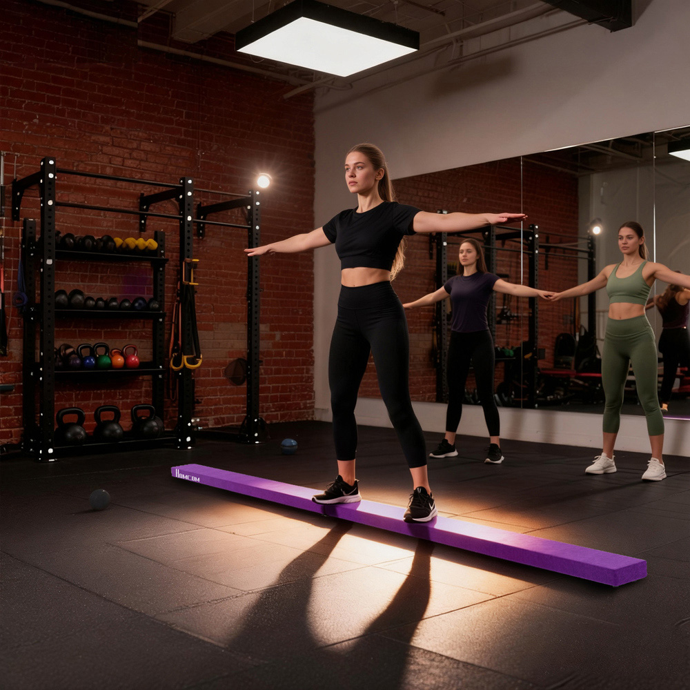 HOMCOM Purple Foldable Gymnastics Balance Beam 240cm Image 5