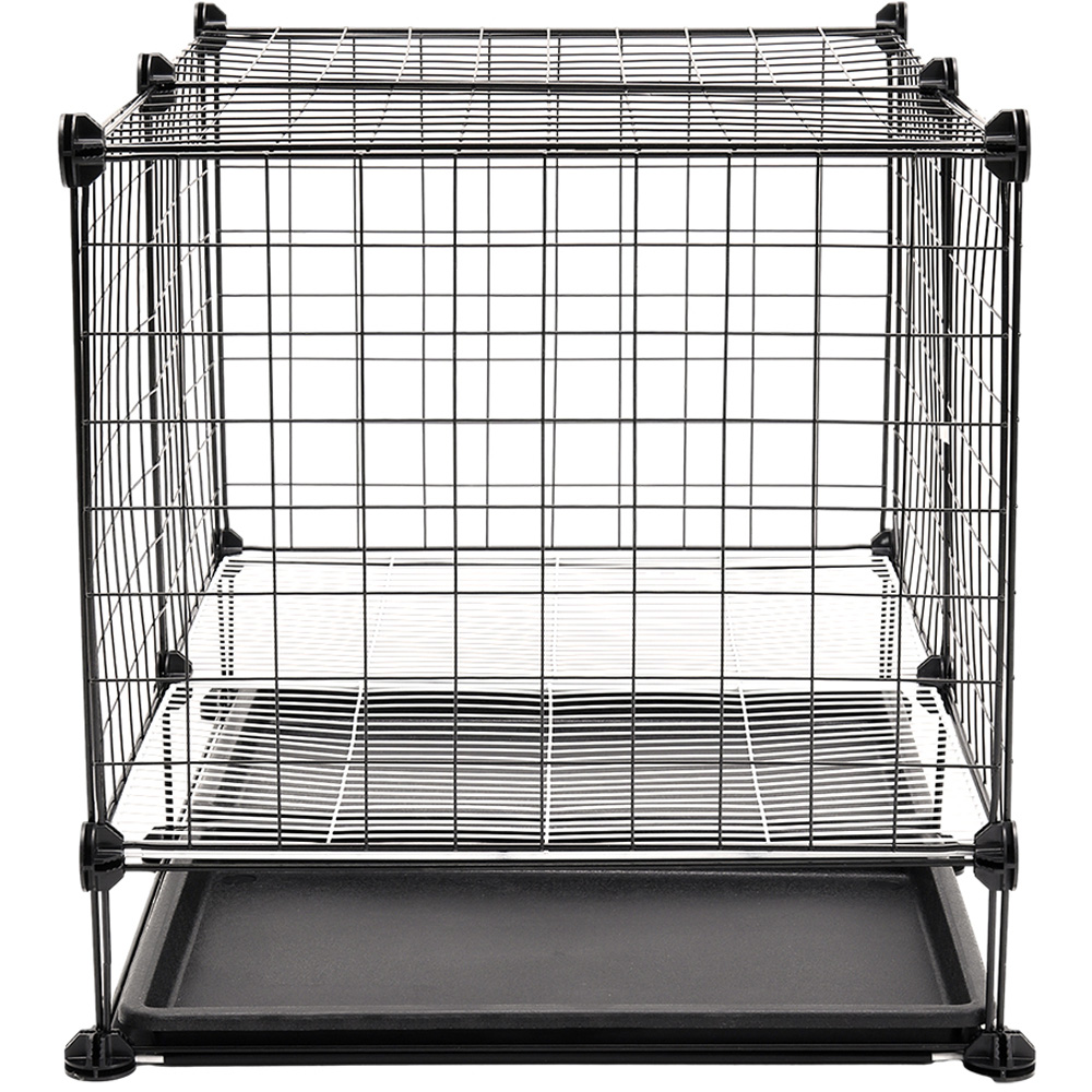 H&O Direct Black Metal Mesh Dog Crate with 2 Trays 48cm Image 2