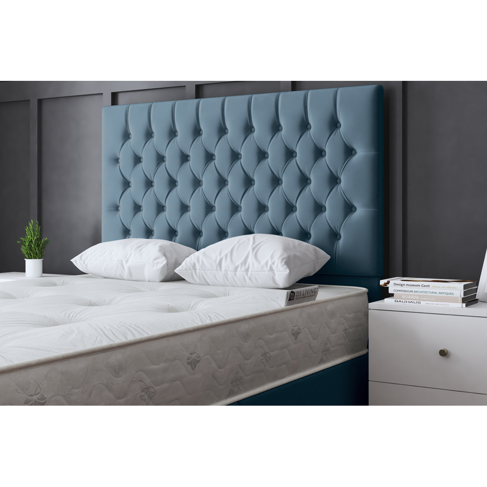 DS Living Seraphine Small Single Blue Upholstered Panel Divan Bed Image 3
