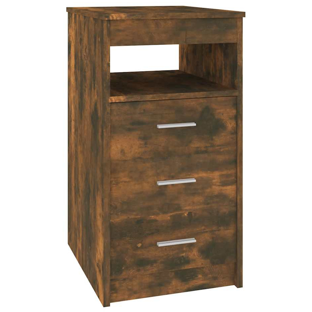 vidaXL 3 Drawer Single Shelf Smoked Oak Drawer Cabinet Image 2