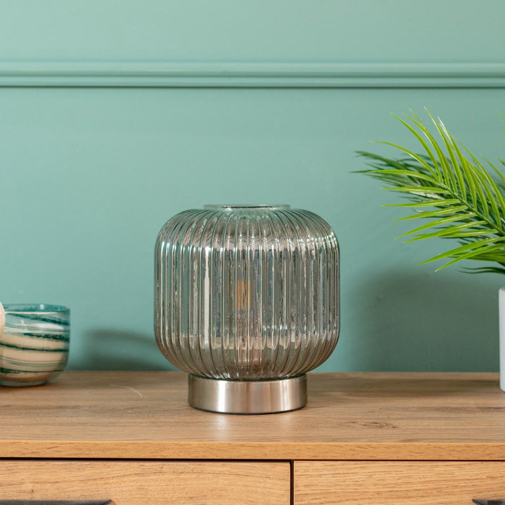 ValueLights Monroe Smoked Glass Table Lamp Image 3
