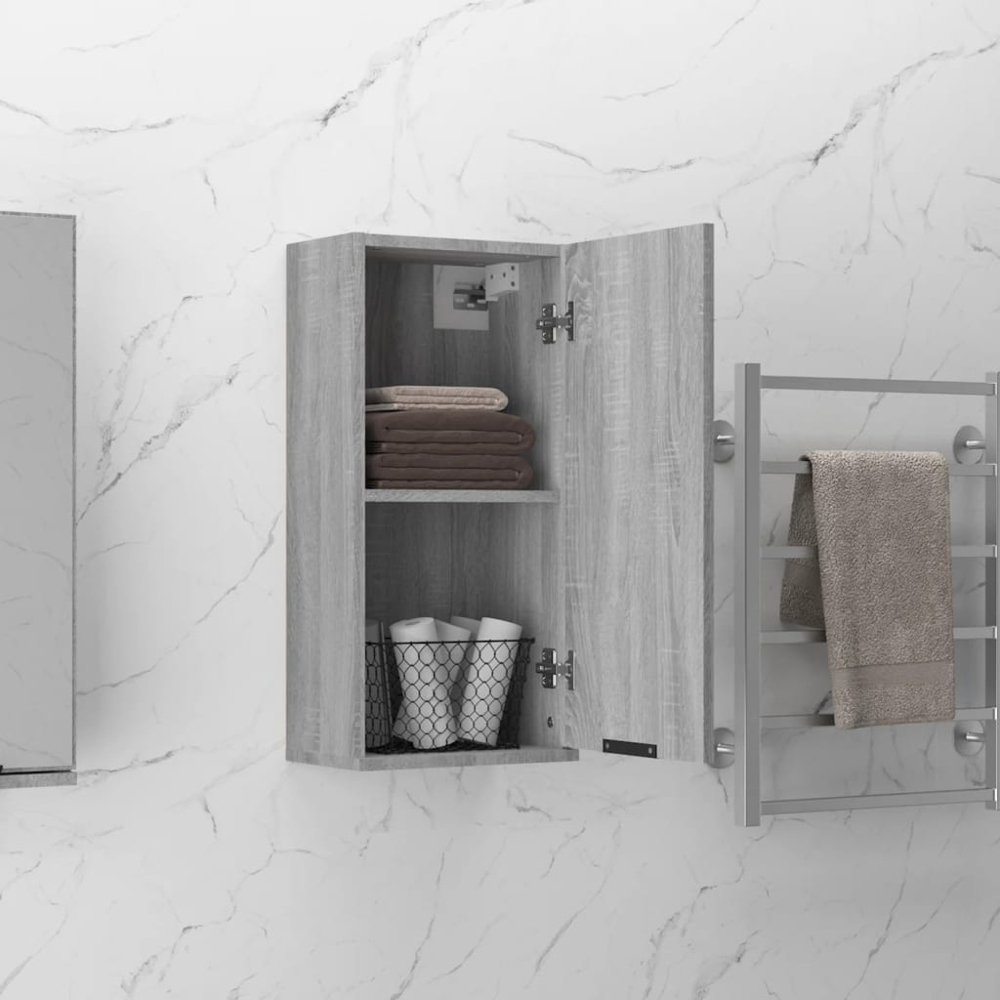 vidaXL Single Door Grey Bathroom Cabinet Image 8
