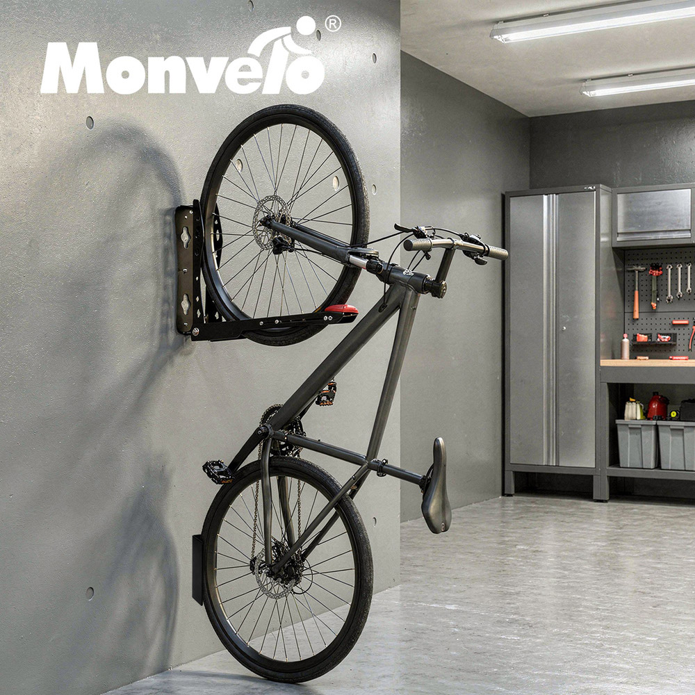 Monvelo Black Carbon Steel Foldable Adjustable Wall Mounted Swivel Bike Rack Image 8