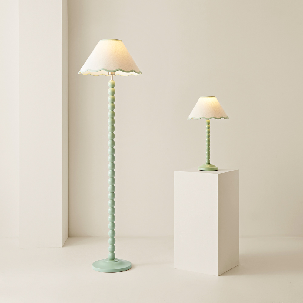 ValueLights Bobbins Natural and Green Scallop Shade Sage Green LED Table Lamp Image 7