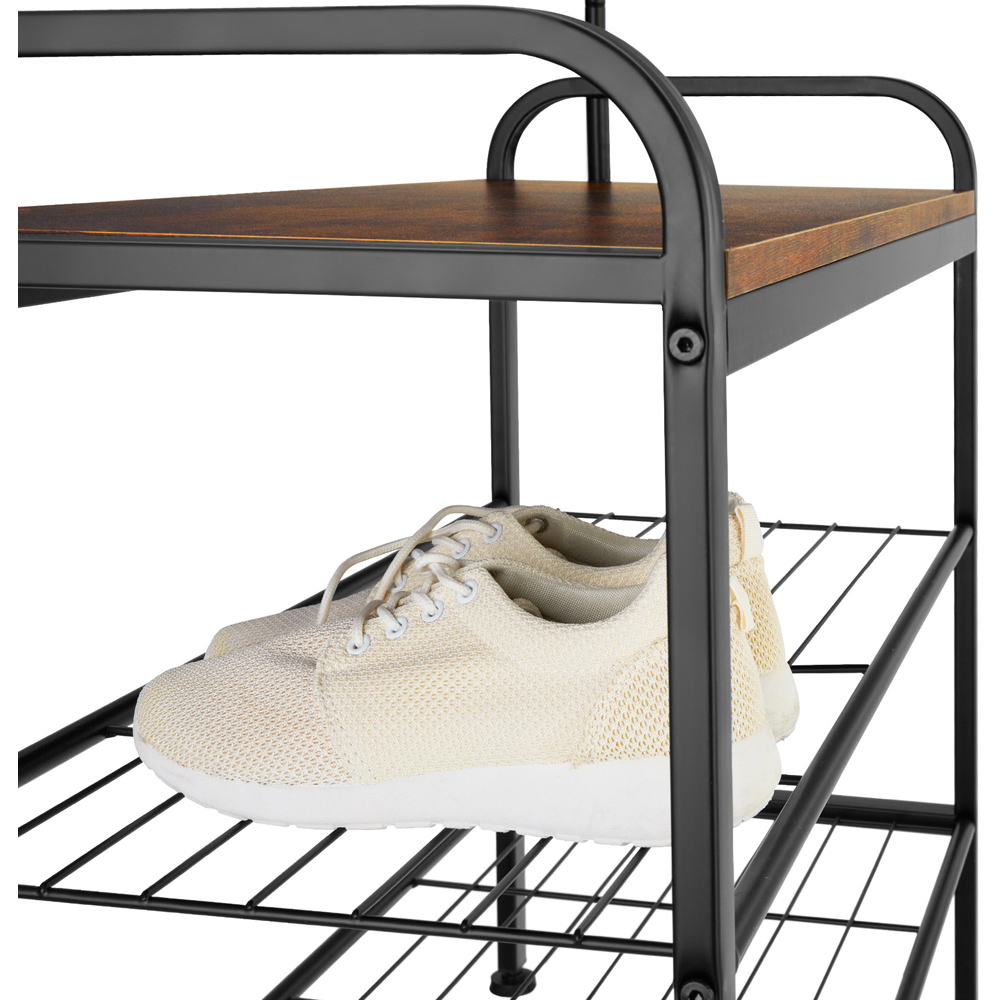 tectake Wichita 2 Shelf 9 Hook Dark Wood Coat and Shoe Rack Image 5