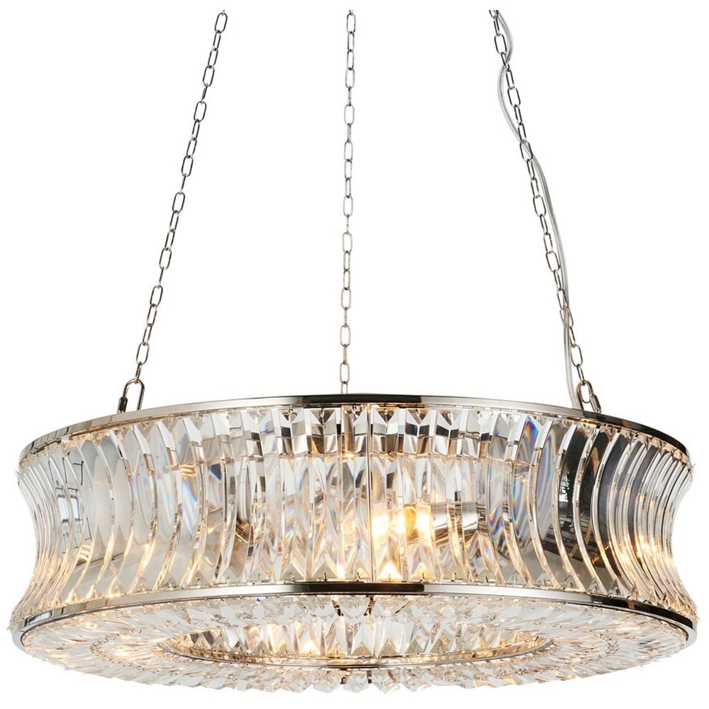 Merano Vittoria Crystal and Clear Glass Bright Nickel Plate Pendant Ceiling Light Image 4