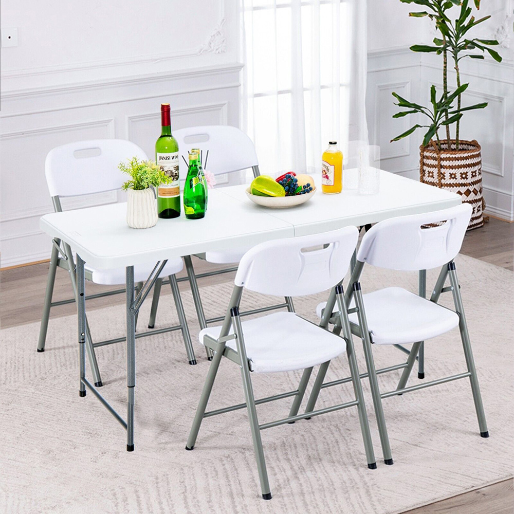 Costway White Foldable Bi Fold Picnic Table Image 2