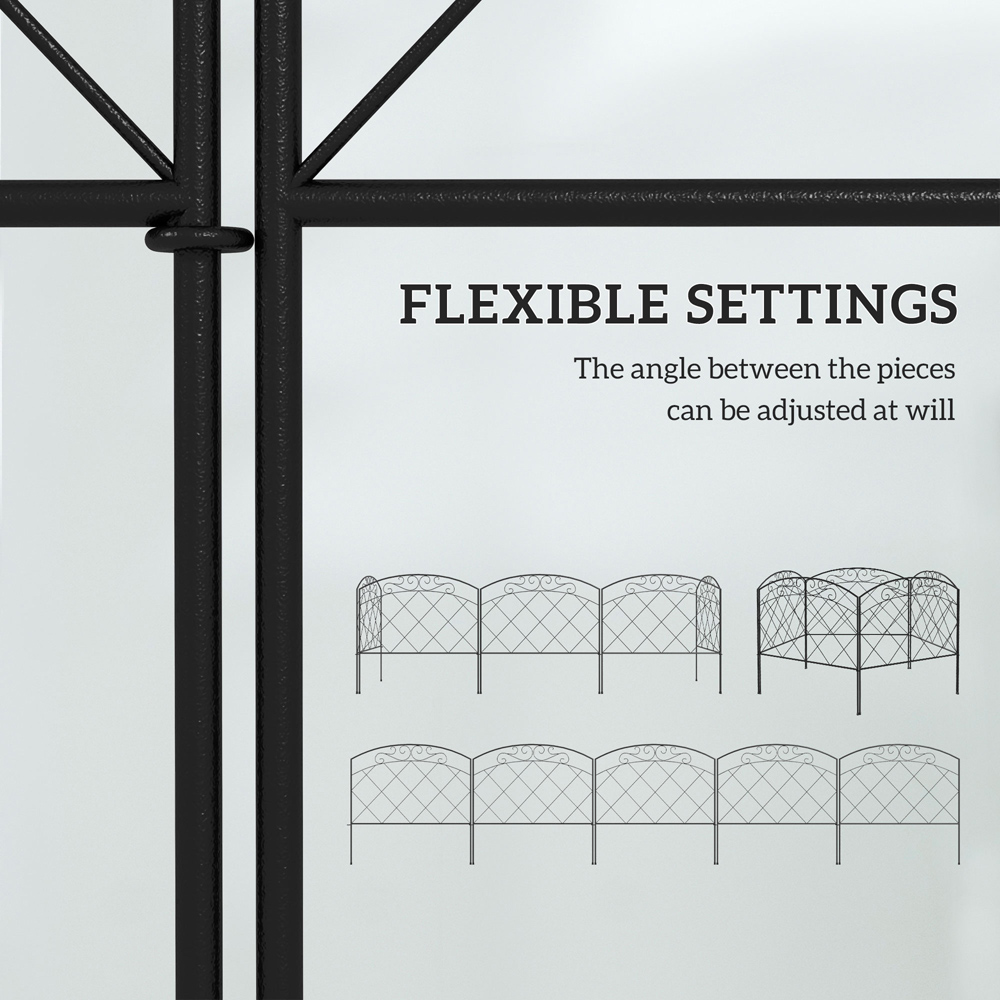 Outsunny Black Outdoor Picket Fence Panels with Swirls 61 x 300cm Image 5
