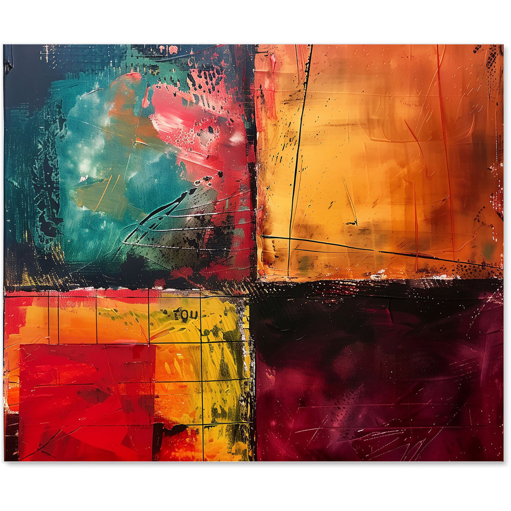 Warren Reed Designer Quadrant Fusion Colours in Conflict Glass Kitchen Splashback 75 x 90cm Image 2