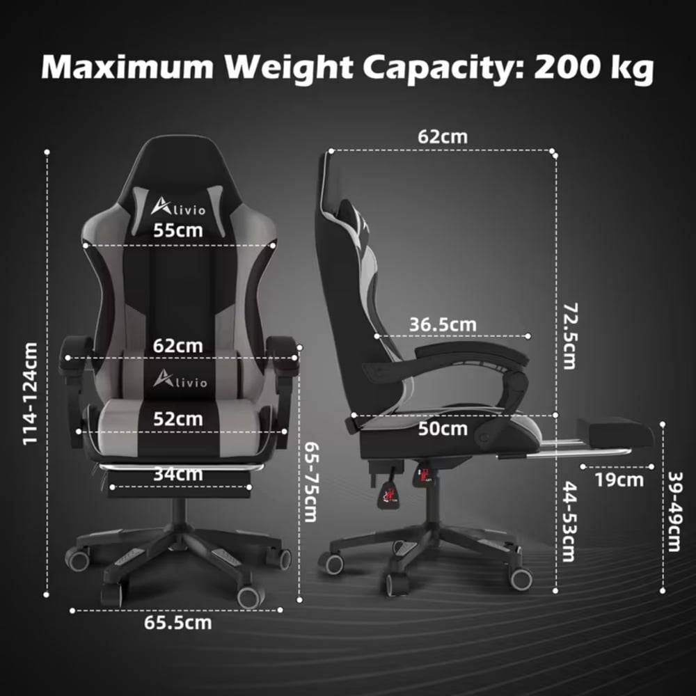 Alivio Grey Ergonomic Massage Gaming Chair Image 9