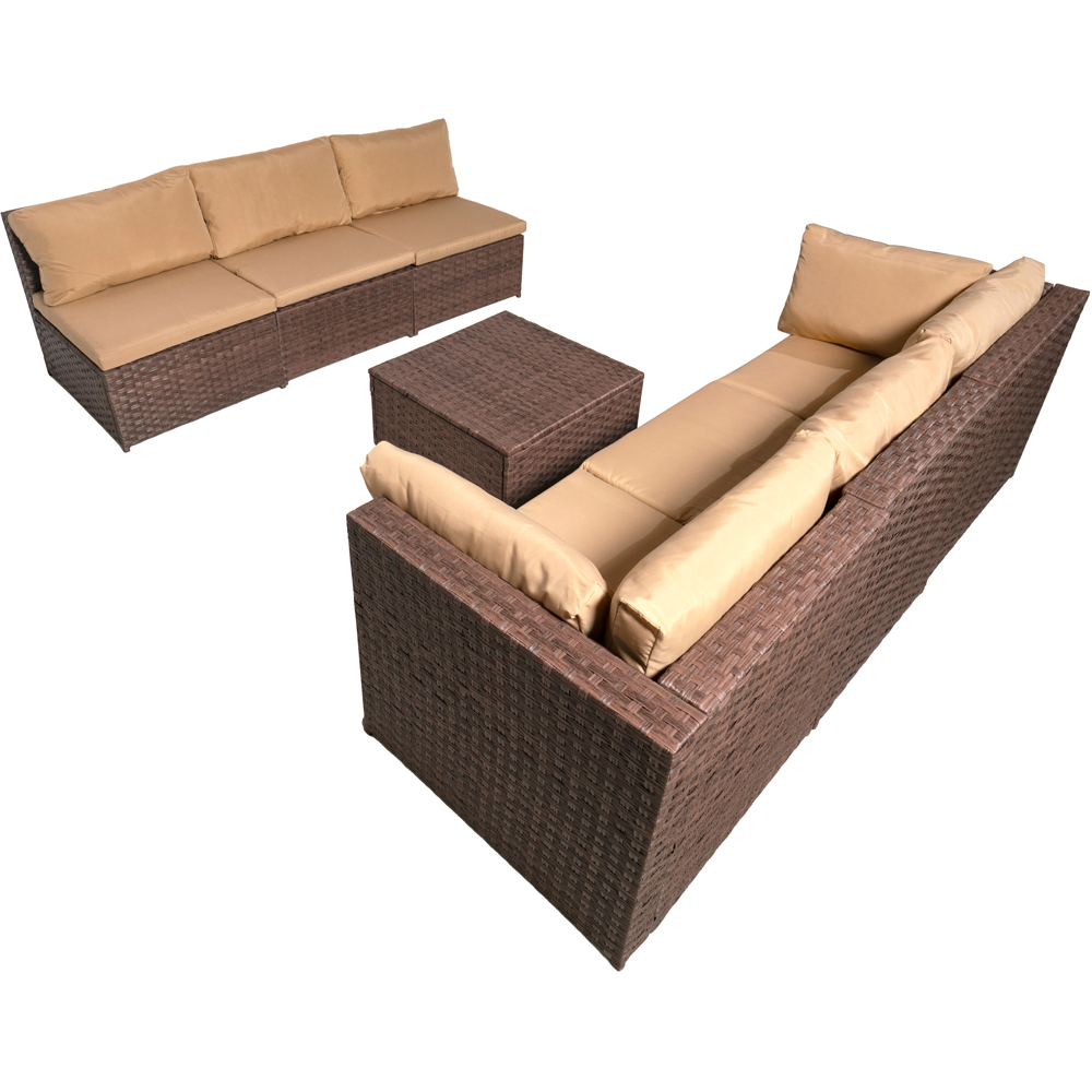 Furniture One 6 Seater Brown Rattan Modular Garden Furniture Set Image 5