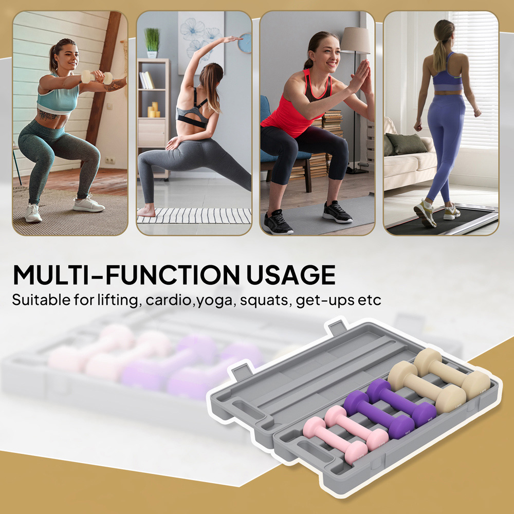 HOMCOM Multicolour Dumbbell Set with Carry Case 6kg 6 Pack Image 8