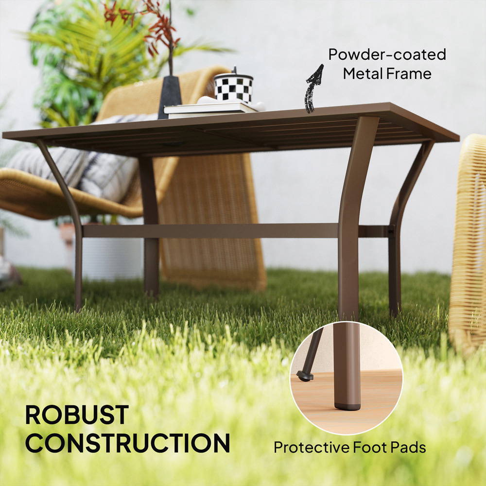 Outsunny Brown Garden Coffee Table Image 8
