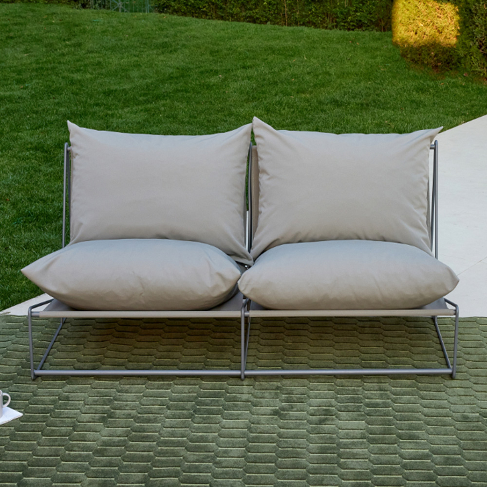 Home Detail Marina 2 Seater Grey Steel Garden Sofa with Cushions Image 1